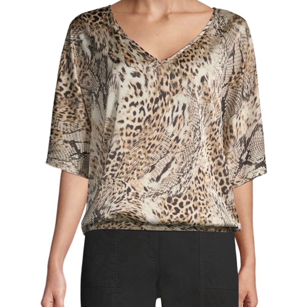Chico’s Plus Size 3 Animal Print V-Neck Blouse